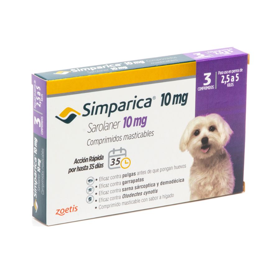 Simparica antiparasitario oral masticable para perros de 2.5 a 5 KG 3 comprimidos, , large image number null